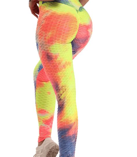 Anti Cellulite High Waisted Textured Tie Dye Leggings Energy Fit Wear