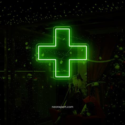 Cannabis Neon Green Cross Sign For Sale Neonxpert