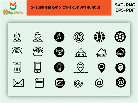 Business Card Icons Svg Bundle Graphic By Uniquemart · Creative Fabrica