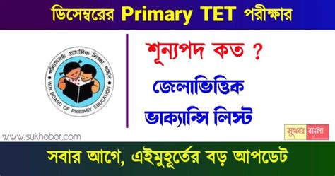 Wbppe Tet 2023 Vacancy প্রাইমারী টেট প্রার্থীদের সুখবর। অবশেষে বাড়ল