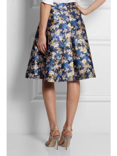 J Crew Collection Floral Print Wool And Silk Blend Skirt Net A