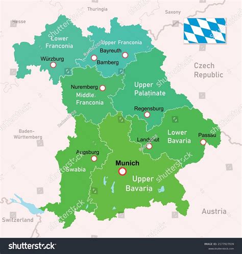 vector illustration bavaria regions map germany stock vector royalty