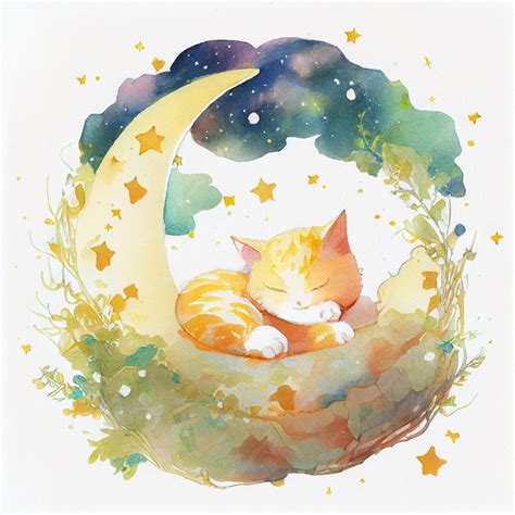 Un Dibujo De Un Gato Durmiendo En Una Luna Con Las Palabras Dormir En él Foto Premium