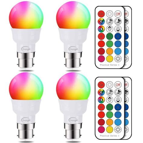 ChangM Ampoule Led B22 RGB Changement De Couleur Ampoules Led RGBW