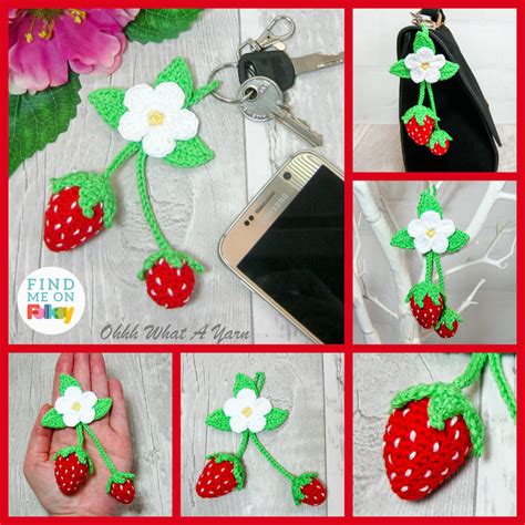 Strawberries Crochet Bag Charm Strawberry Key Folksy