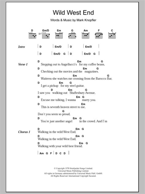 Wild West End by Dire Straits - Guitar Chords/Lyrics - Guitar Instructor