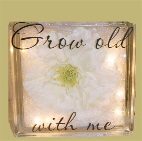 Glass Block Craft Idea 1 Glass Block 1 Vinyl Saying 1 Strand White Lights 1 Large Flower