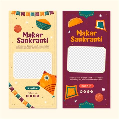 Plantilla De Banner Vertical Plano Para El Festival De Makar Sankranti