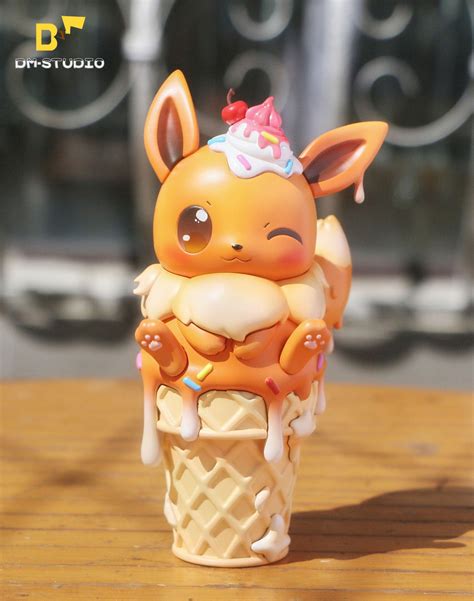 Big Small Ice Cream Eevee Pokemon Resin Statue Dm Studios In Stock