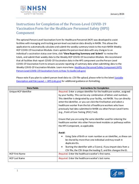 Fillable Online Covid Vaccination Hps Hcp Toi Person Level Form