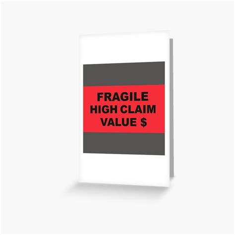 Fragile High Claim Value Industrial Style Red Sign Greeting Card For Sale By Lobodelnoir