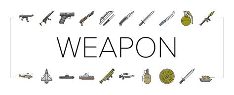 Weapon War Gun Military Army Icons Set Vector 36279664 Vector Art At