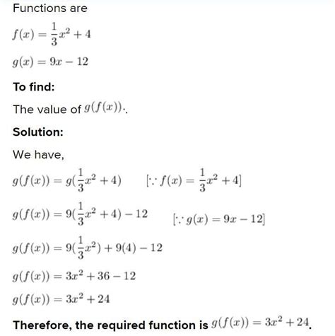 Select The Correct Answer Consider These Functions Fx 13x2 4 Gx9x 12 What Is The