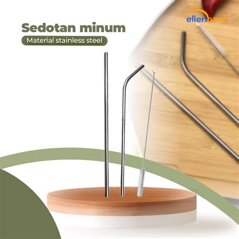 Jual Sedotan Stainless Steel Straw Souvenir Stering Lurus Bengkok Sikat