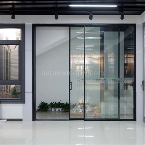 Foshan Factory Fire Proof Tempered Glass Aluminum Ultra Slim Frame Door