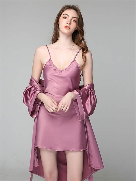 22 Momme Classic Short Silk Nightgown And Robe Set FS055 249 00