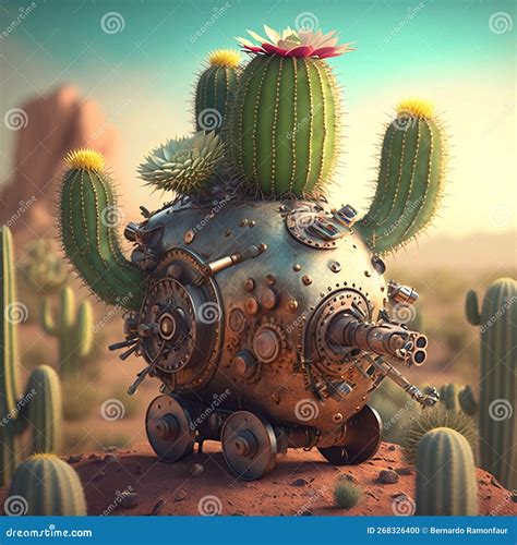 Colorful Digital Cactus Illustration Stock Illustration Illustration