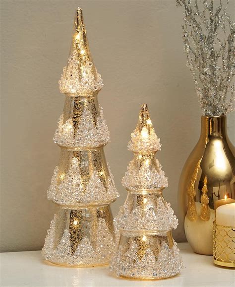 Lighted Glass Trees Gold Christmas Decorations Glass Christmas Tree Christmas Centerpieces