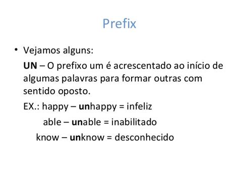 Prefix and sufix