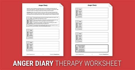 Anger Diary Worksheet Therapist Aid Dbt Worksheets