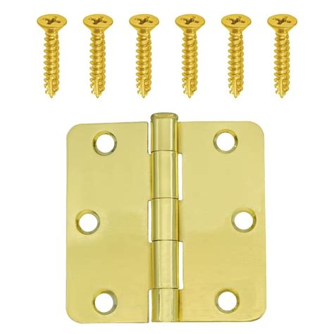 Everbilt 3 Inch With 14 Inch Radius Polished Brass Door Hinge 2 Pack The Home Depot Canada