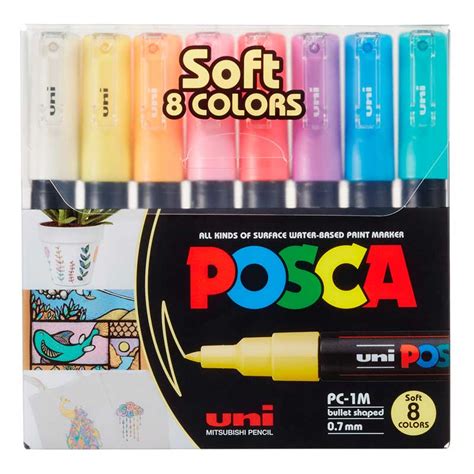 Markery POSCA PC 1M Zestaw 8 Szt Soft Colors Storm Sklep Plastyczny