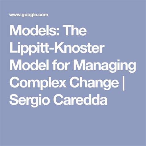 Models The Lippitt Knoster Model For Managing Complex Change Sergio