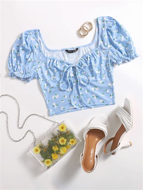 Shein Qutie Plus Cottagecore Daisy Floral Milkmaid Top Shein Usa