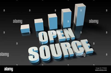 Open Source Graph Chart In 3d On Blue And Black Stock Photo Alamy