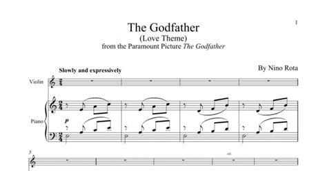 The Godfather Love Theme Violin And Piano Print Sheet Music Now