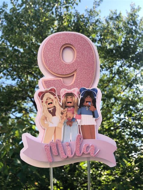 Girl Roblox Cake Topper Shipped To You Pink Roblox Birthday Etsy