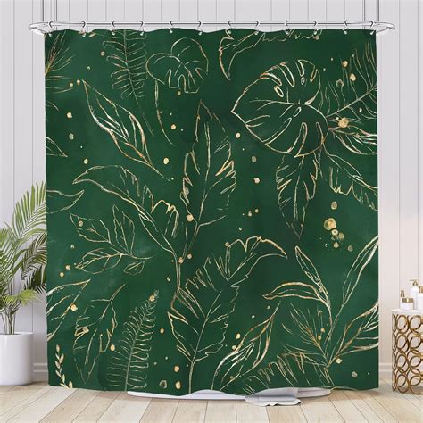 Imirell Tropical Palm Leaves Shower Curtain 60wx72h Inches