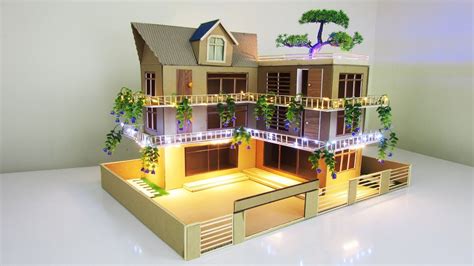 Making A Beautiful Mansion House From Cardboard With Led Lights