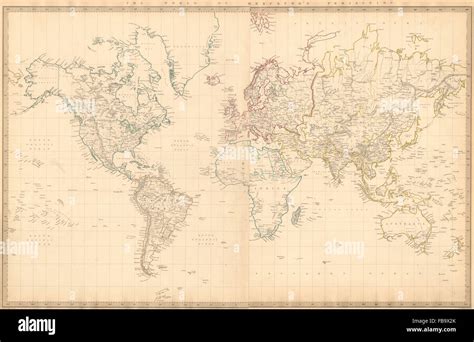 Mundo en la proyección de Mercator Pre Mexican guerra estadounidense