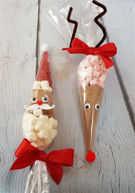 Christmas Hot Chocolate Cones Large Santareindeerangel Xmas Eve Box Fillers Ebay