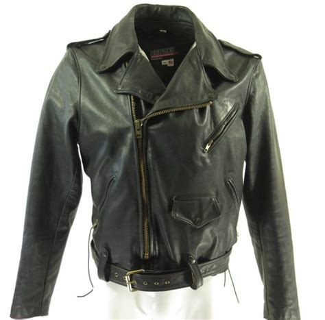 Vintage S Brooks Motorcycle Biker Leather Jacket Mens W Belt Black