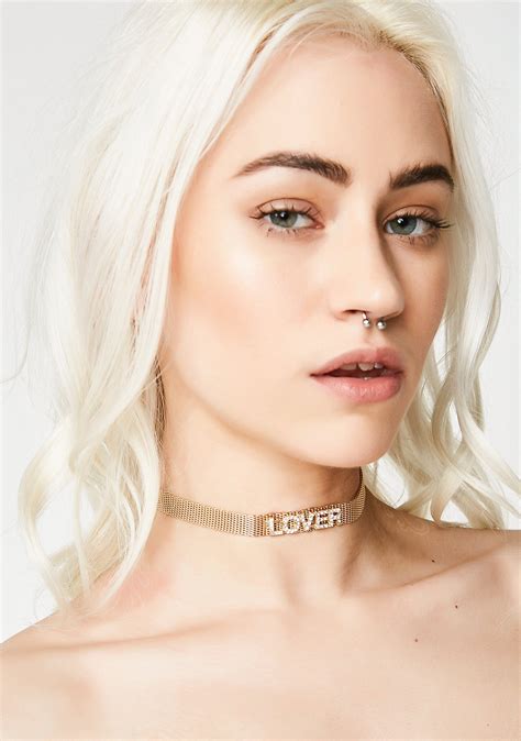 Gold Rhinestone Lover Choker Dolls Kill