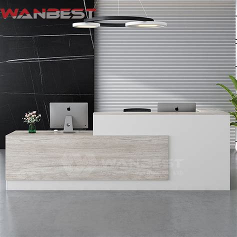 l shaped wood white black reception desk dimensions