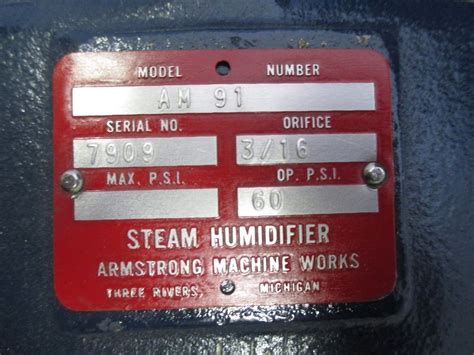 Armstrong Steam Humidifier AM 91 Process Industrial Surplus