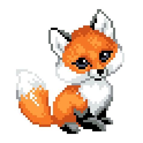 Minecraft Fox Pixel Art Grid