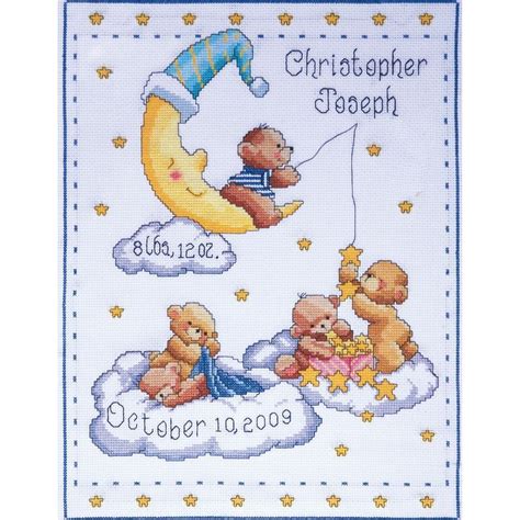 Buy Tobin Counted Cross Stitch Kit 11 X14 Bears In Clouds Birth Record