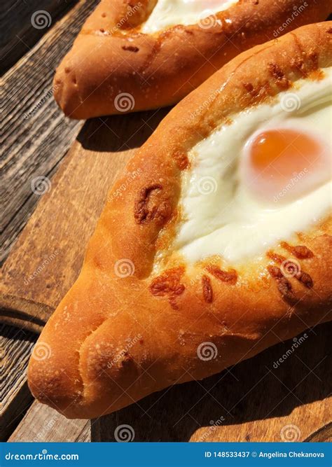 Delicious Georgian Bread With Egg And Cheese Stock Image Image Of