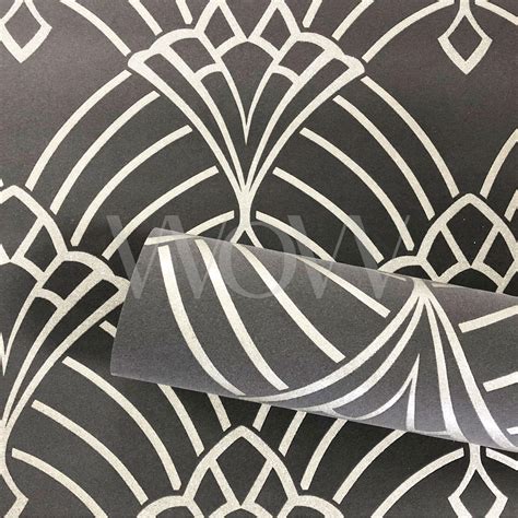 Grey Art Deco Wallpaper