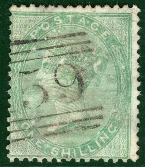 GB QV Stamp SG 72 Var 1s Green 1856 MISPLACED WATERMARK Used Cat 350