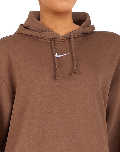 Nike Womens Essential Fleece Hoodie Brown Life Style Sports Ie