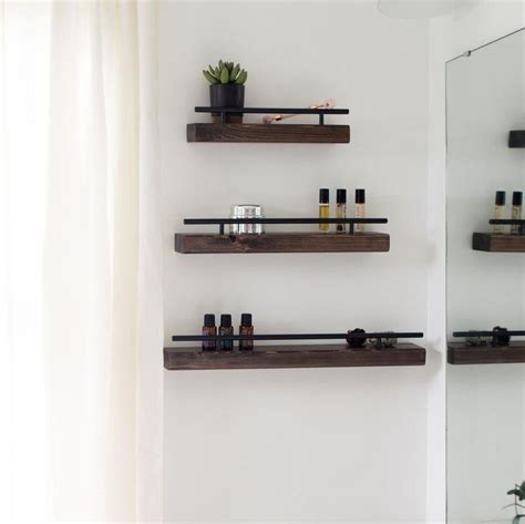 Modern Rustic Floating Wall Shelf Narrow Flush Mount Shelving