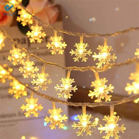 Deago Christmas Lights Snowflake String Lights 20 Ft 40 LED Fairy