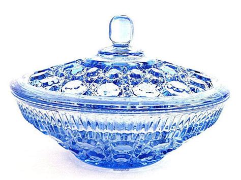 Vintage Federal Glass Blue Ice Bowl With Lid Windsor Button Etsy Ice Bowl Blue Bowl Ice Blue