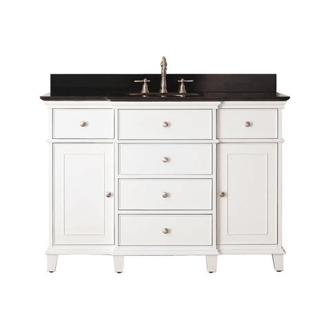 Avanity Windsor 49-in White Single Sink Bathroom Vanity with Black ...