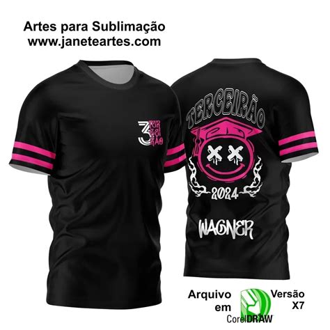 Arte Vetor Camisa Preta E Rosa Interclasse Jogos Internos